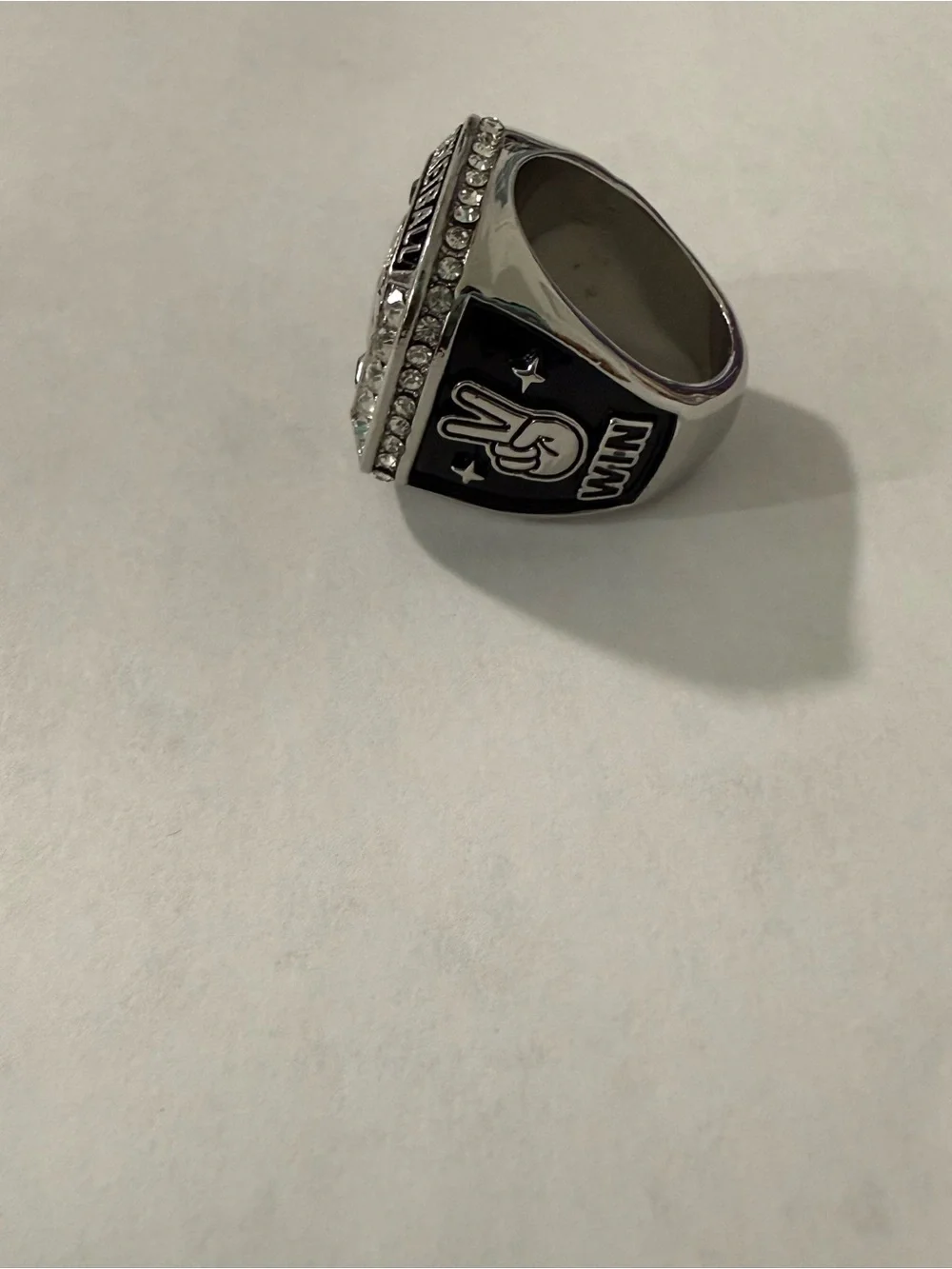 Men's Silver Basketball Championship Ring - Black Accent